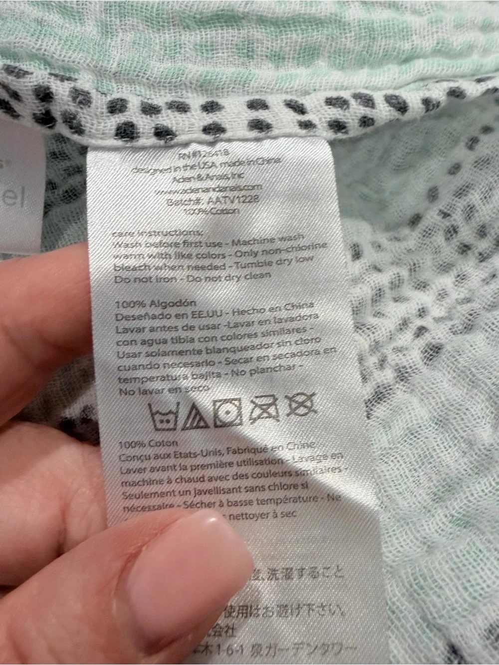 Aden + Anais Classic Muslin Swaddle Blanket – Mint & Gray Dot Stripe